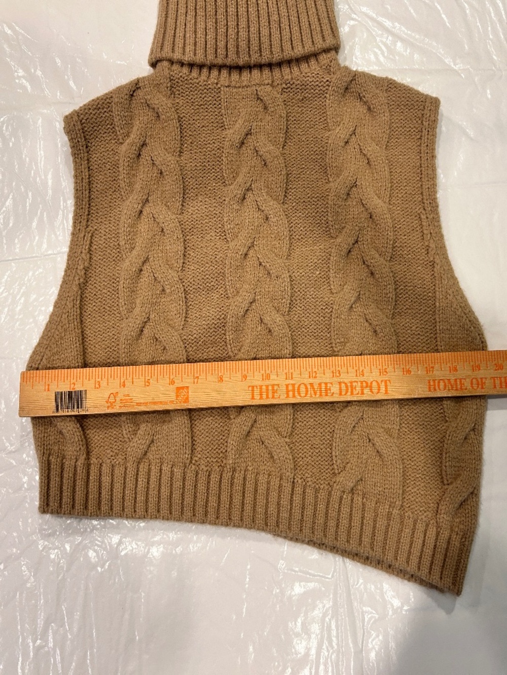 Zara Stylish Tan Turtleneck Cable Knit Sleeveless Vest Sweater - Picture 4 of 9